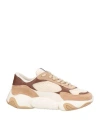 Valentino Garavani Man Sneakers Beige Size 8 Leather, Textile Fibers In Sand