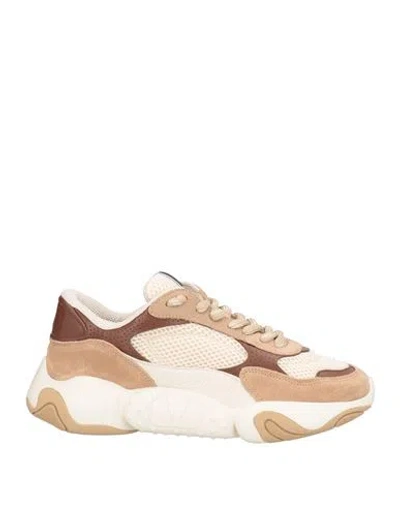 Valentino Garavani Man Sneakers Beige Size 8 Leather, Textile Fibers In Sand