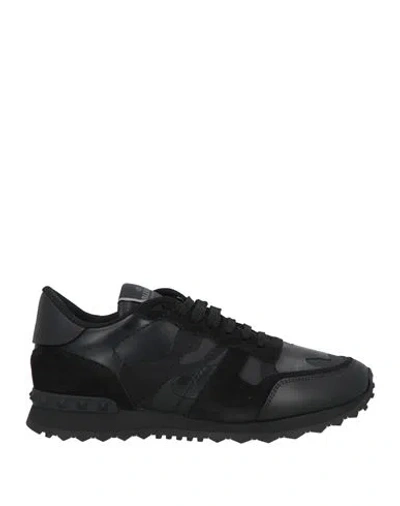 Valentino Garavani Man Sneakers Black Size 7.5 Leather, Textile Fibers