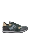 Valentino Camouflage Rockrunner Low-top Sneakers In Black