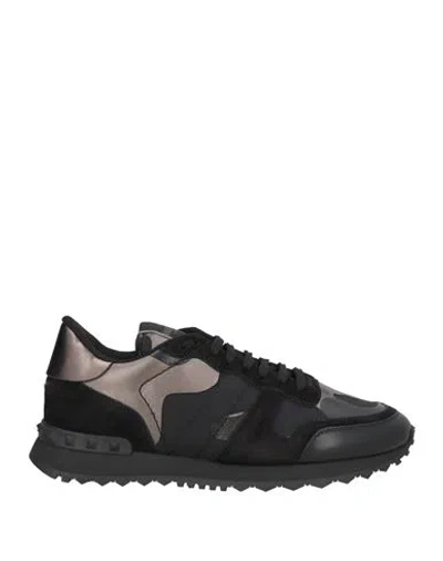 Valentino Garavani Man Sneakers Black Size 7 Leather, Textile Fibers