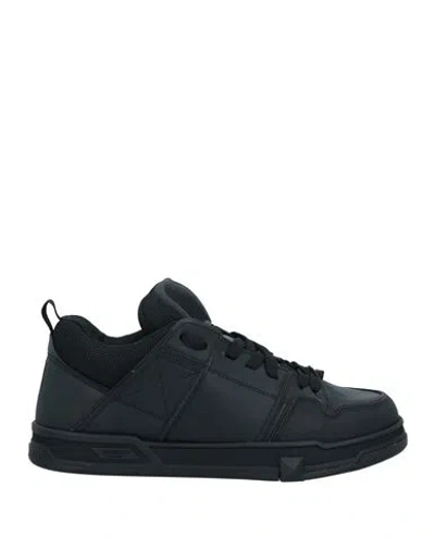 Valentino Garavani Man Sneakers Black Size 8 Leather, Textile Fibers