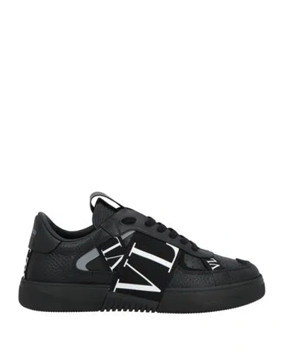 Valentino Garavani Man Sneakers Black Size 7 Leather, Textile Fibers