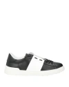 Valentino Garavani Open Leather Sneakers With Contrast Band And Stud Details Shoes In Black