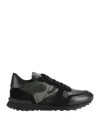 Valentino Rockrunner Camouflage Sneakers In Black