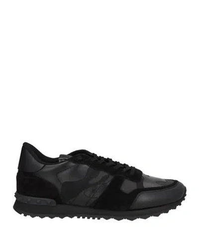 VALENTINO GARAVANI VALENTINO GARAVANI MAN SNEAKERS BLACK SIZE 9 SOFT LEATHER, TEXTILE FIBERS