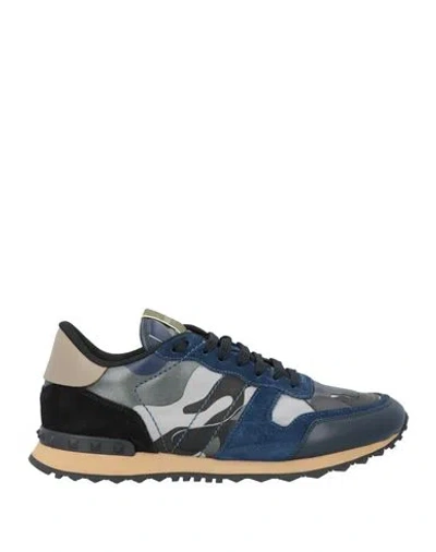 Valentino Garavani Man Sneakers Blue Size 9 Leather, Textile Fibers