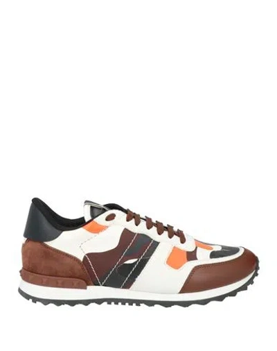 Valentino Garavani Rockrunner Low-top Sneakers In Brown