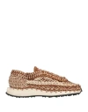 Valentino Garavani Man Sneakers Camel Size 9 Textile Fibers In Neutral