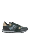 Valentino Camouflage Rockrunner Low-top Sneakers In Green