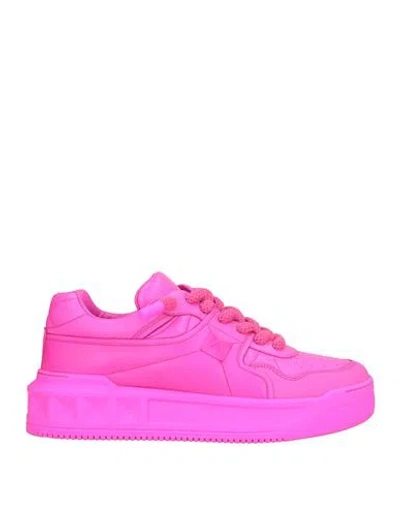 Valentino Garavani Man Sneakers Fuchsia Size 9 Leather In Pink