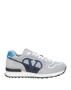 Valentino Garavani Man Sneakers Grey Size 9 Leather, Textile Fibers In Grey