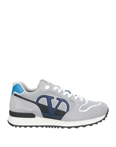 Valentino Garavani Man Sneakers Grey Size 9 Leather, Textile Fibers