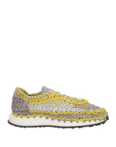 Valentino Garavani Man Sneakers Grey Size 7 Textile Fibers