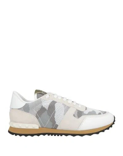 Valentino Garavani Man Sneakers Grey Size 9 Leather, Textile Fibers