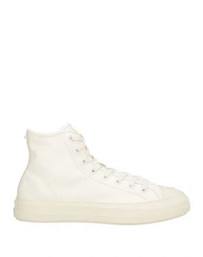 Valentino Garavani Man Sneakers Ivory Size 11 Textile Fibers, Leather In White