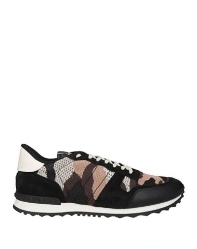 Valentino Garavani Man Sneakers Light Brown Size 7 Soft Leather, Textile Fibers In Beige