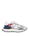 Valentino Garavani Man Sneakers White Size 12 Soft Leather, Textile Fibers In Grey