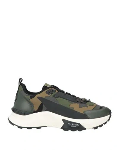 Valentino Garavani Man Sneakers Military Green Size 8.5 Leather