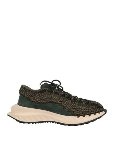 Valentino Garavani Man Sneakers Military Green Size 9 Leather, Textile Fibers