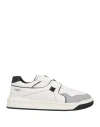Valentino Garavani White And Grey Leather Low Top One Stud Sneakers In White