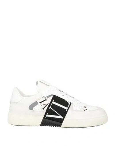 Valentino Garavani Man Sneakers White Size 7 Leather, Textile Fibers