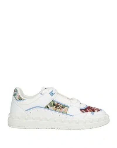 Valentino Garavani Man Sneakers White Size 9 Leather, Textile Fibers