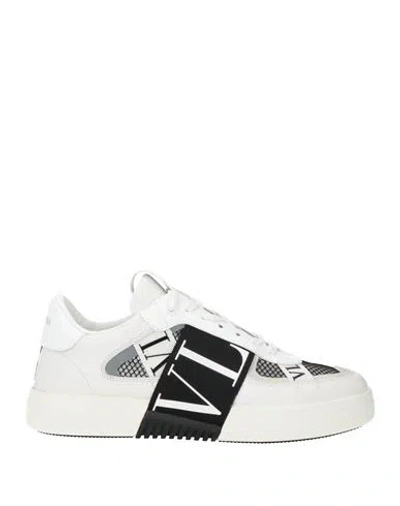 Valentino Garavani Man Sneakers White Size 9 Leather, Textile Fibers In Burgundy