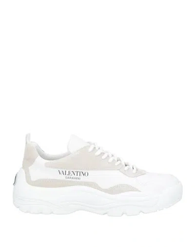 VALENTINO GARAVANI VALENTINO GARAVANI MAN SNEAKERS WHITE SIZE 8 LEATHER, TEXTILE FIBERS