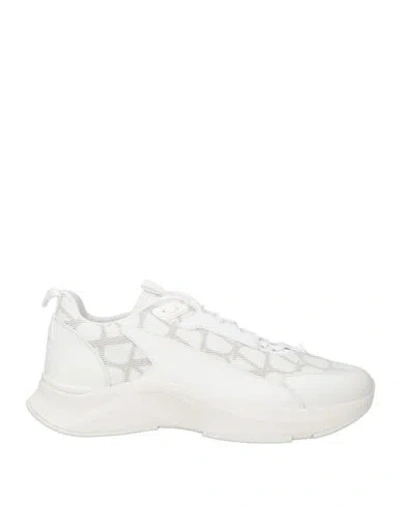 Valentino Garavani Man Sneakers White Size 9 Textile Fibers