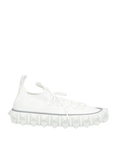 Valentino Garavani Man Sneakers White Size 8 Textile Fibers