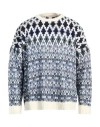 Valentino Garavani Man Sweater Blue Size L Virgin Wool, Polyester, Acrylic, Wool, Cotton In Blue