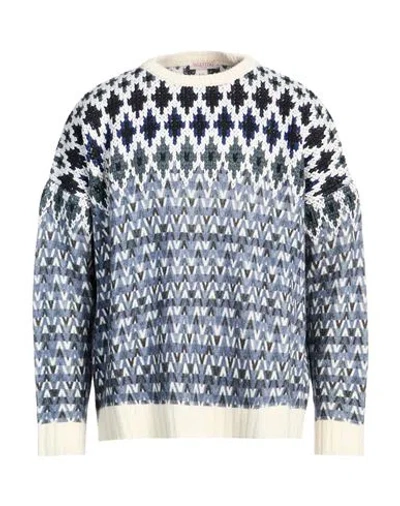 Valentino Garavani Man Sweater Blue Size L Virgin Wool, Polyester, Acrylic, Wool, Cotton