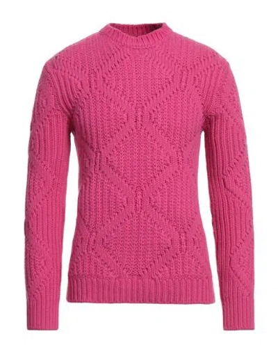 Valentino Garavani Man Sweater Fuchsia Size L Virgin Wool In Pink