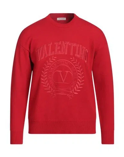 Valentino Garavani Man Sweater Red Size L Virgin Wool, Polyester