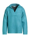 Valentino Garavani Turquoise Silk Blend Sweater In Blue