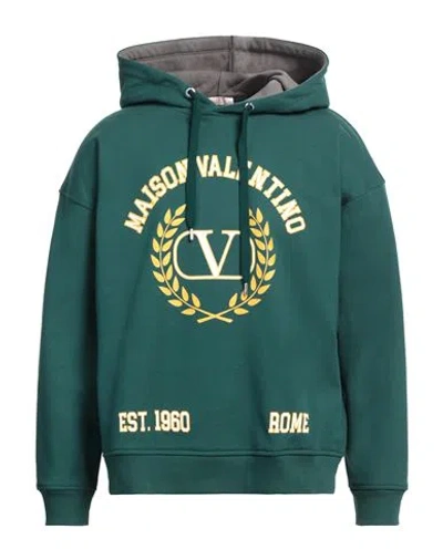 Valentino Garavani Man Sweatshirt Dark Green Size M Cotton, Elastane In Green