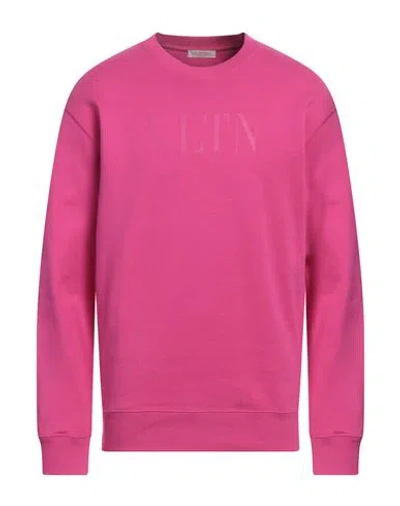 Valentino Garavani Man Sweatshirt Fuchsia Size L Cotton, Elastane In Pink
