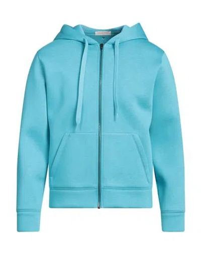 Valentino Garavani Man Sweatshirt Turquoise Size S Viscose In Blue