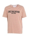 Valentino Garavani Man T-shirt Camel Size L Linen, Cotton, Elastane In Neutral
