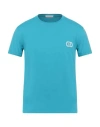 Valentino Garavani Man T-shirt Turquoise Size S Cotton, Polyester In Blue