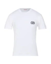 Valentino Garavani White Crewneck T-shirt With Logo Patch On The Front In Cotton Man In White
