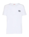 Valentino Garavani White Crewneck T-shirt With Logo Patch On The Front In Cotton Man In White