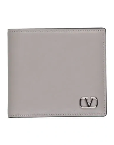 Valentino Garavani Man Wallet Grey Size - Leather In Gray