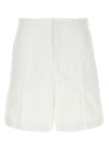 Valentino White Cotton Blend Bermuda Shorts In White