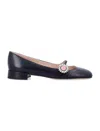 Valentino Embellished Leather Mary Jane Flats