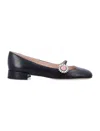 Valentino Embellished Leather Mary Jane Flats In Black