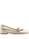 Valentino Mary Jane Metallic Leather Ballet Flats In Grey