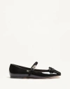 Valentino Garavani Mary-jane Romance Bow Ballerina In Patent Leather Woman Black 41.5 In Schwarz