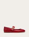 Valentino Garavani Women's Vlogo Locker Mary Jane Ballerina Flats In Naplack In ロッソ ヴァレンティノ